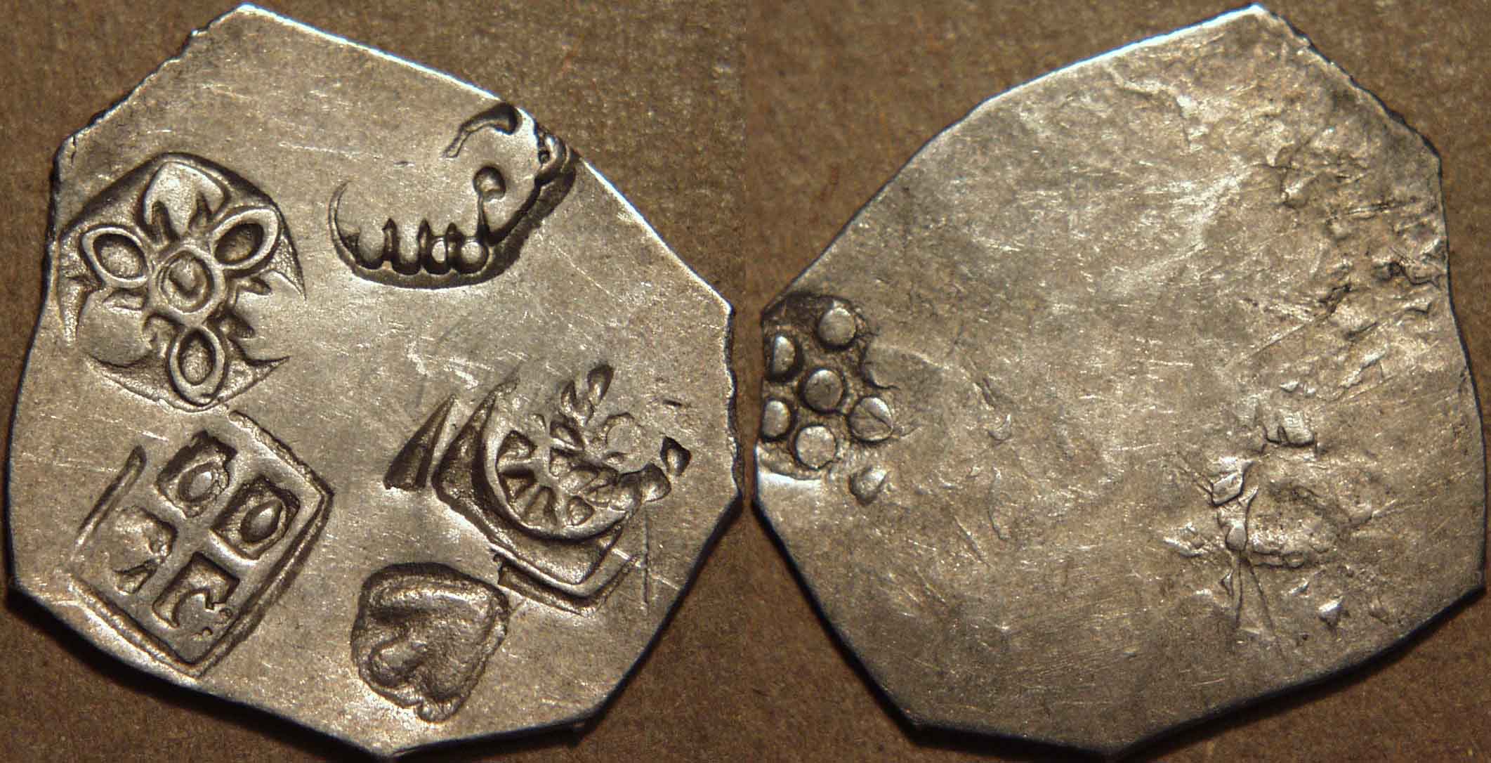 Image result for Magadha janapada, Silver karshapana, c. 4th century BCE